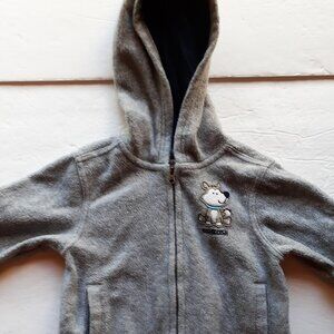 Oshkosh Boys Jacket Sweatshirt Gray Fleece Hood Dog 18 Months